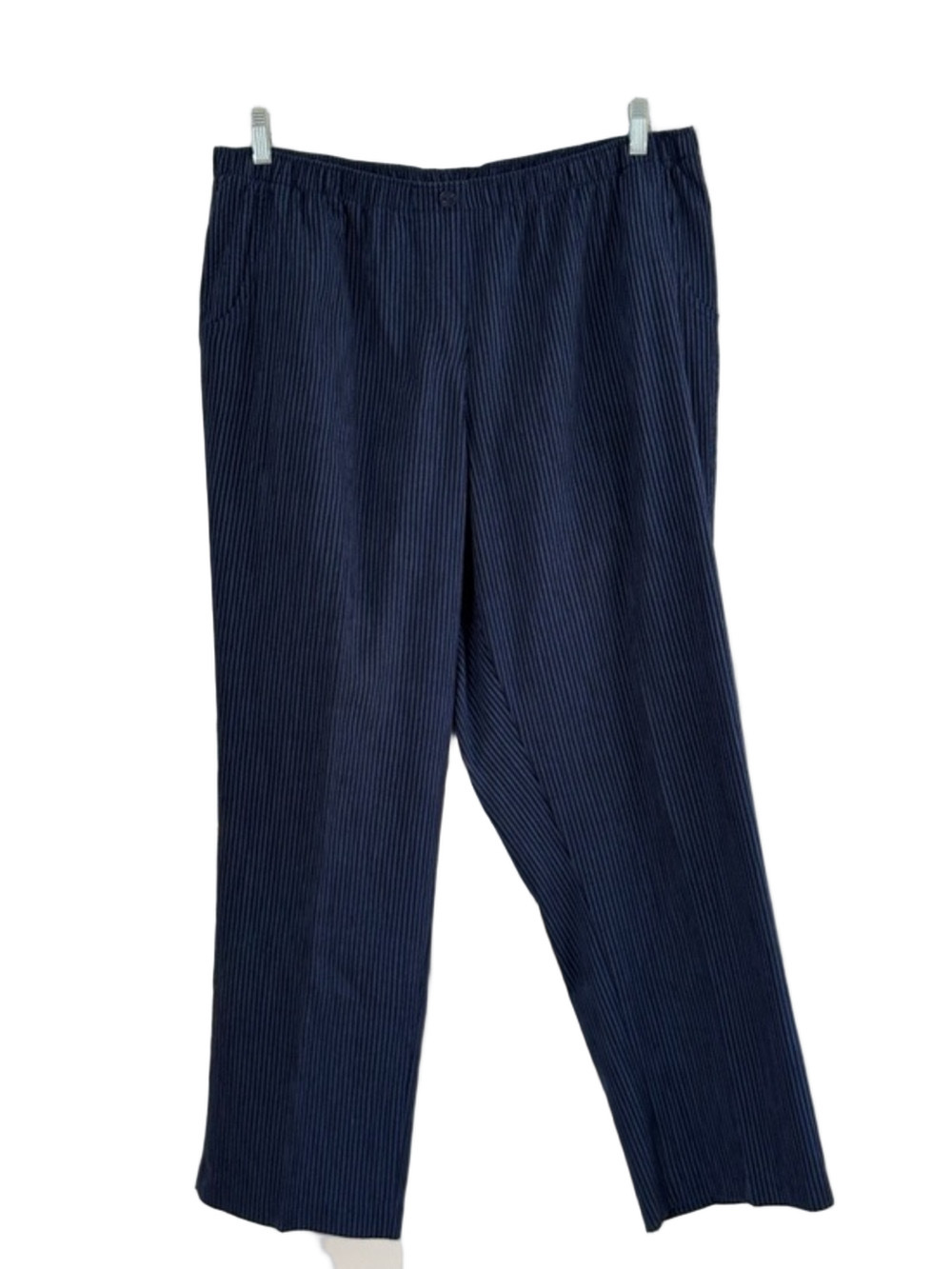 Alfred Dunner Navy and Light Blue Pinstriped Pull-On Pants